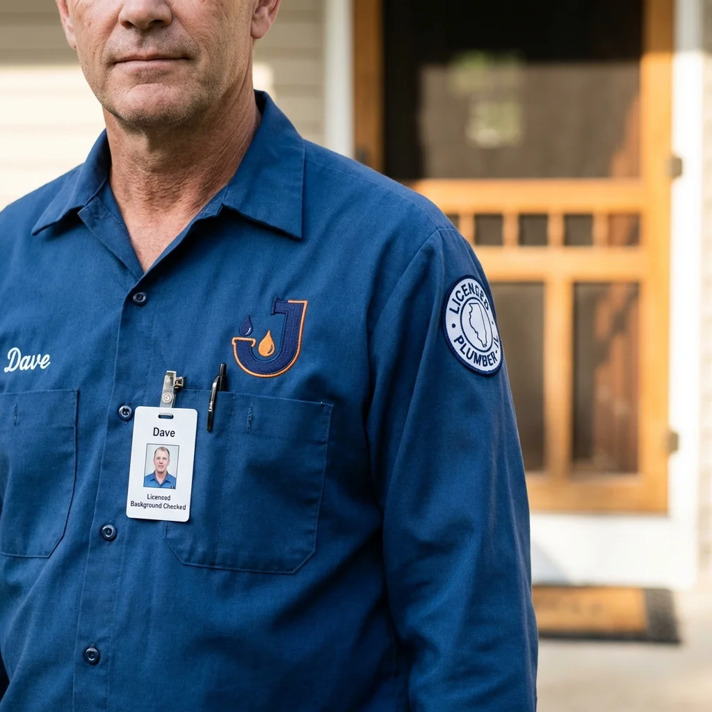 Licensed plumber showing ID badge in Chelsea, MI